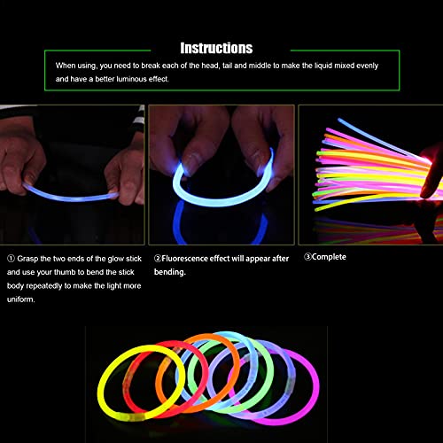 100 artigos festa, bastões brilho longa duração, pulseiras iluminação a granel, colares com conector