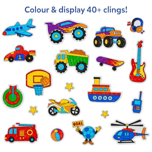 Image of Skillmatics Cling Art - Color Clingz, 40+ Reusable Static Stickers, Mess-Free Fun for Kids, DIY Craft Kits & Supplies, Travel Toys, Creative Gifts for Boys and Girls Ages 3, 4, 5, 6, 7