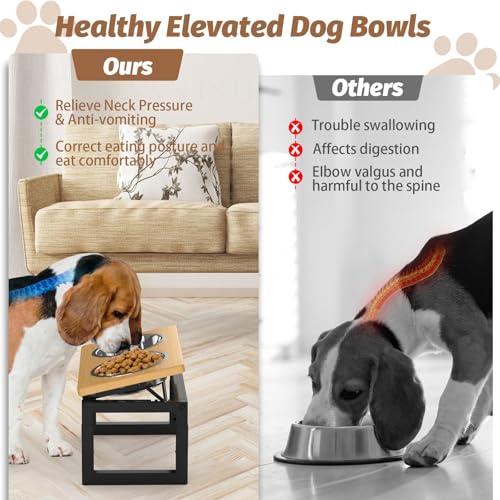 Raised Dog Bowls with Stand, Elevated Dog Bowls with 2 Stainless Steel Dog Food Water Bowl, 4 Heights Adjustable Dog Bowl Stand for Medium Large Dogs and Pets - Image 5