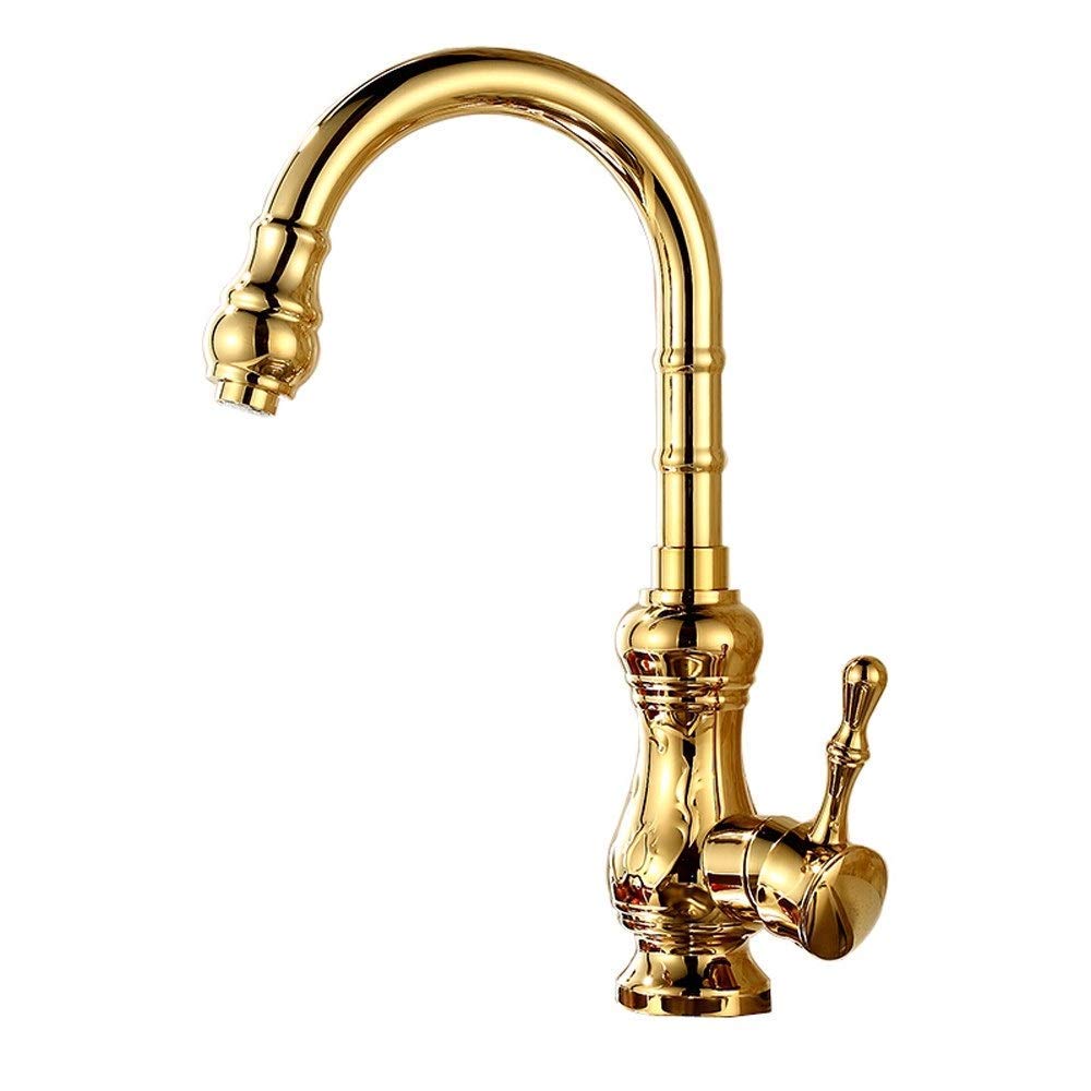 Rubinetto Miscelatore Lavello Cucina, Rubinetto Miscelatore, Que Rubinetto Acqua Calda Fredda Completa in Rame Lavello da Cucina retrò Girevole A 360 ° Rubinetto Acqua Lavabo, per Vasca da Bagno