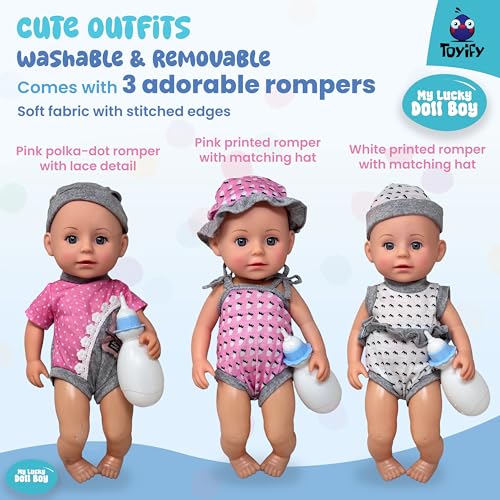 Image of My Lucky Doll Boy Baby for Girls Birthday Gift with Cute Dress and Movable Joints (C16). Pretend and Play Dolls and Accessories Set Toys for Kids | Toy for Children 3+ Years