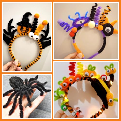 Image of Praisebank Halloween Pipe Cleaners for Crafts, 200pcs, Chenille Stems for DIY Projecets, Arts & Crafts Supplies for Festival Party Decorations