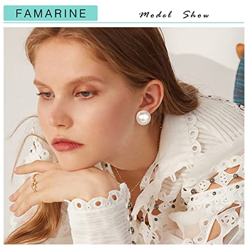 FAMARINE Gold Sliver Ball Clip on Earrings for Women Brushed Finish Small Clip Earrings Gift3