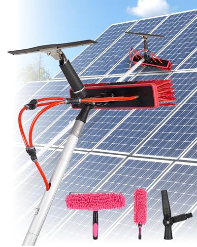 Image of 16.5ft Solar Panel Cleaning Brush & Squeegee, 2 Dusting Brush, Lightweight & Extendable Poles, Water Fed Poles Kit, Upgrade Window Washing Equipment