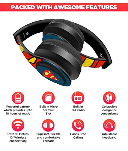 Image of Macmerise Overload Superman Bluetooth Wireless On Ear Headphones with Mic (Multicolour)