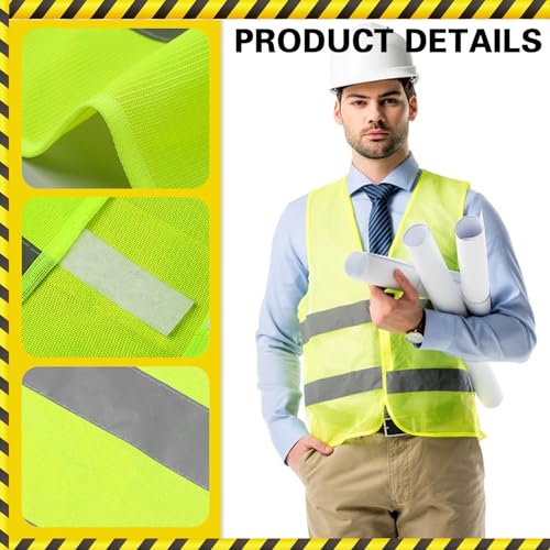 FAELNK Warnwesten Auto Pannenweste Warnweste 5 Stück Sicherheitsweste Neongelb KFZ Pannenhilfe Reflektierende Warnwesten für Autofahrern Arbeitskräften Pannenhilfe warnwetse Mit... – Bild 5