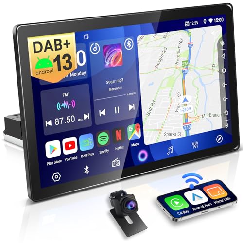 PORMIDO 11,8' 2K Autoradio mit Bildschirm: Android 13 1din Radio mit Wireless Apple CarPlay & Android Auto, 8-Core 4GB+64GB, DAB+ Navi WiFi Bluetooth, inkl. Rückfahrkamera für Auto-Upgrade