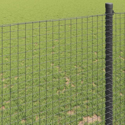 Geschweißter Drahtzaun Grau 1.6x25m, robuster Stahlzaun mit rechteckigem Muster, langlebige Einzäunung für Garten und Terrasse, einfache Montage, vielseitig einsetzbar