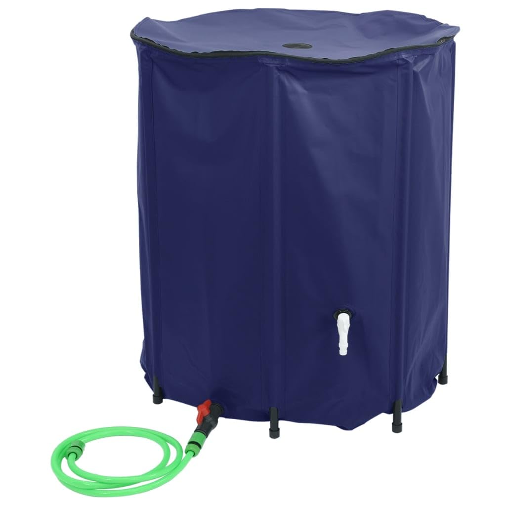 Depósito de agua plegable con grifo de PVC de 1250 L para jardín y exterior