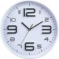 Relógio de Parede Minimalista Moderno Cozinha Quarto Sala Escritório 25cm x 4cm Decoração de Parede Organização Enfeites Utilidades Domésticas (BRANCO E PRETO)