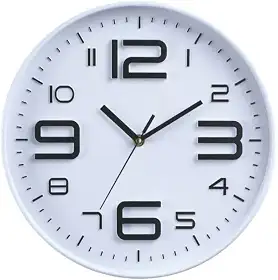 Relógio de Parede Minimalista Moderno Cozinha Quarto Sala Escritório 25cm x 4cm Decoração de Parede Organização Enfeites Utilidades Domésticas (BRANCO E PRETO)