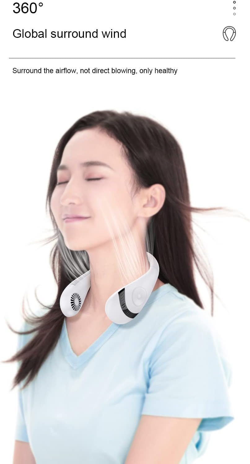Bladeless Neck Fan, 5000Mah Foldable Personal Portable Fan, Neck Air Conditioner, 360° Cooling Wearable Fan, USB Powered Neck Fan,3 Wind Speed for Outdoor Indoor,Green