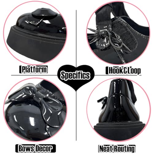 Gothic Kawaii Y2K Lolita Round Toe Platform Heels Bows Trim Ribbon Lace Up Mary Jane Shoes3