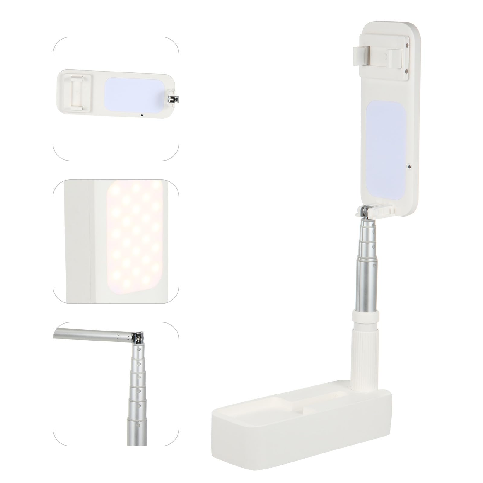 Soporte para Teléfono Móvil con Luz de Relleno, Plegable y Ajustable en Altura, Batería de 1000mah, Adecuado para Shows en y Fotografía de Retrato