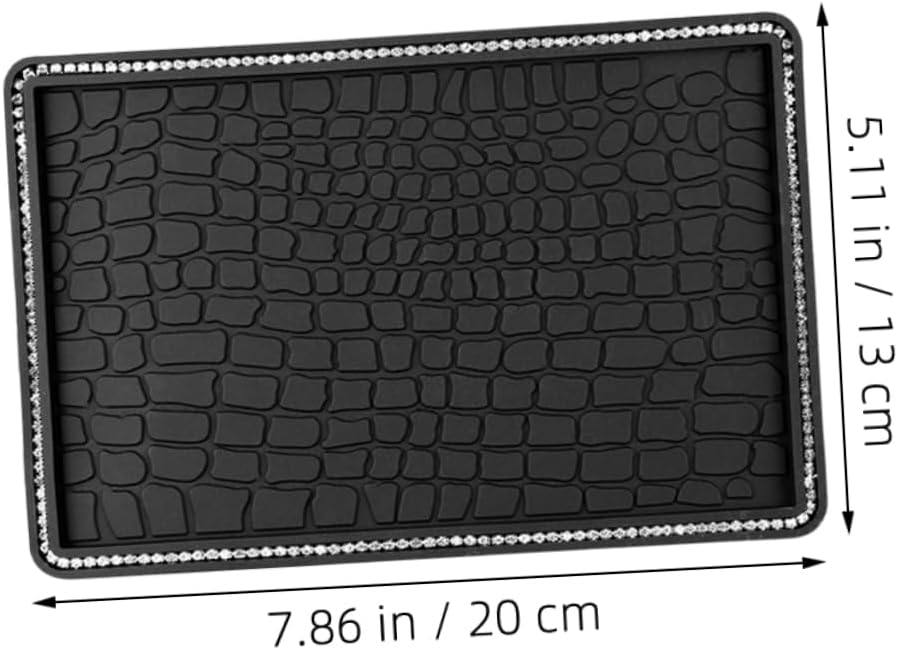 3pcs Rhinestone Car Dashboard Pad Black PVC Sticky Mat