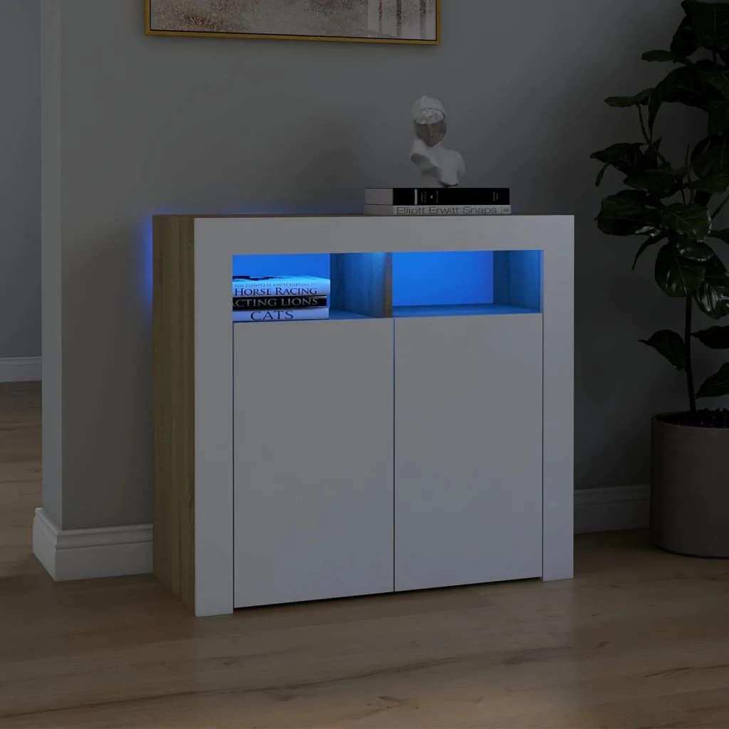 vidaXL Szafka z oświetleniem LED, biała, 115,5 x 30 x 75 cm