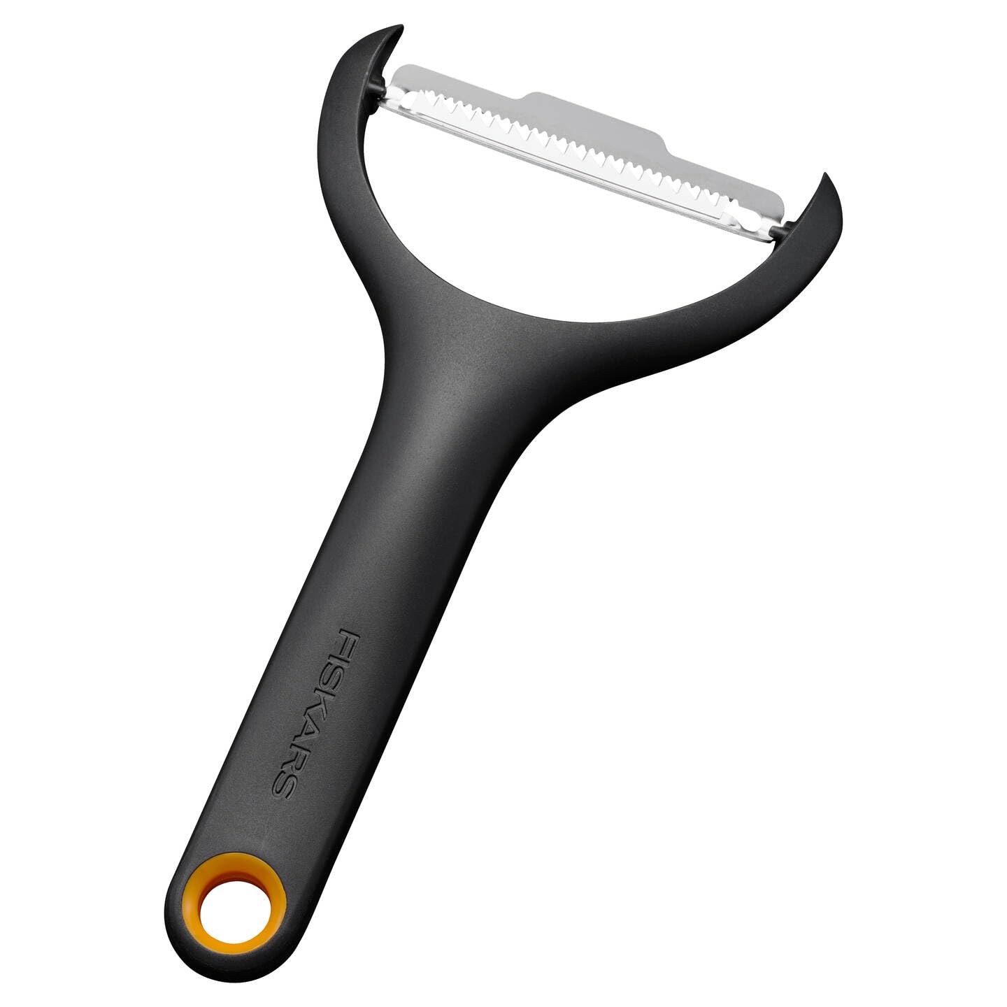 Fiskars Functional Form Julienne Peeler, Y Peeler for Fine Vegetable Strips, Swivel Blade, Stainless Steel Blade/Plastic Handle, Black/Orange, 1079909