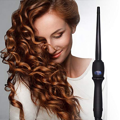 Curling Iron Wand with LCD Temperature Display,Tourmaline Ceramic Tapered Hair Curler for Short & Long Hair, Digital Controls Heat Adjustable Temperature,Professional Salon Hair Curler for Travelling