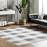 nuLOOM Lucy Machine Washable Farmhouse Buffalo Plaid Runner Rug 3' x 5'