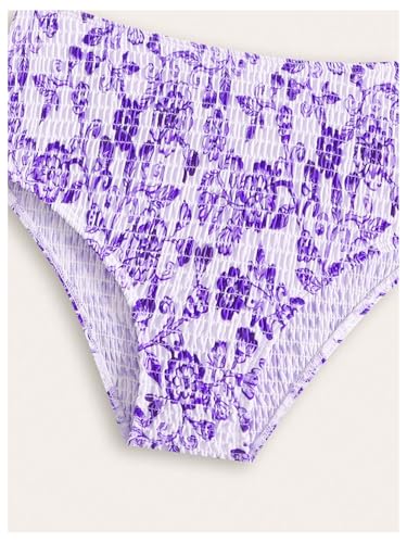 Image of SHENHE Girl's 2 Piece Teen Swimsuit Boho Floral High Waisted Smocked Bikini Bathing Suit