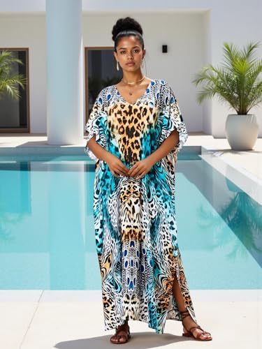 Image of Kaftan Dresses for Women Plus Size Bathing Suit Cover up Caftan Maxi Beach Dresses