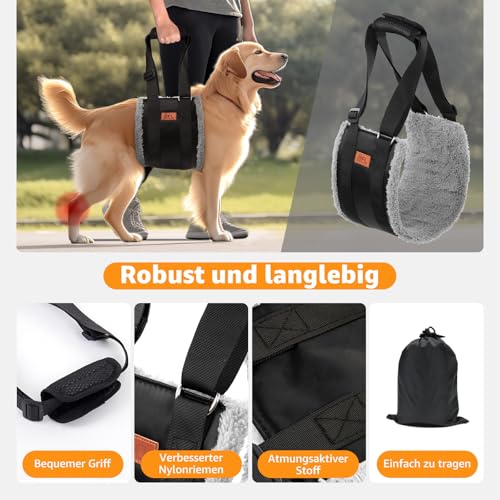 Verstellbare Hunde-Tragehilfe, Tragbarer Tragegurt zur Rehabilitation für behinderte, verletzte oder ältere Hunde - Hundegeschirr als Gehhilfe für kleine und große Hunde