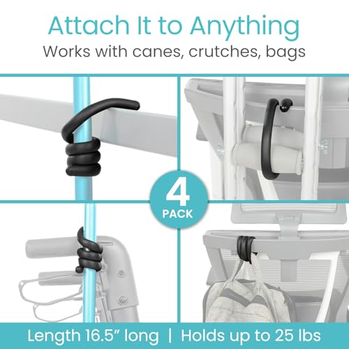 image for Vive Bendable Cane Holder 4 Pack - Flexible Walking Stick Stand for Ta