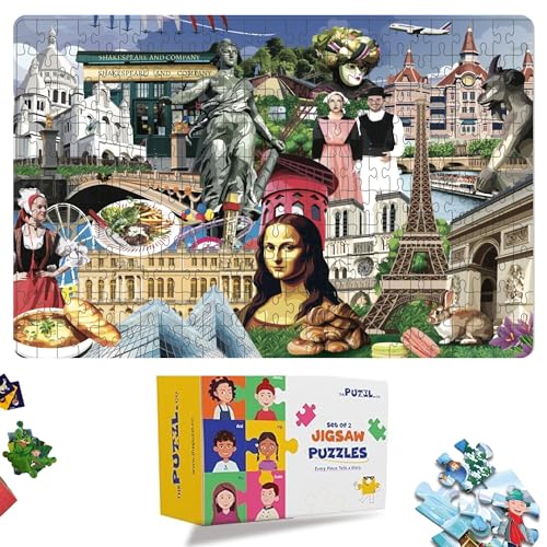 Image of 250 Pieces Paris City Theme Jigsaw Puzzle - Educational Brain Booster and Fun Puzzle for Adults & Kids, Includes Paris Landmarks Learning Leaflet, for Boys & Girls 7+