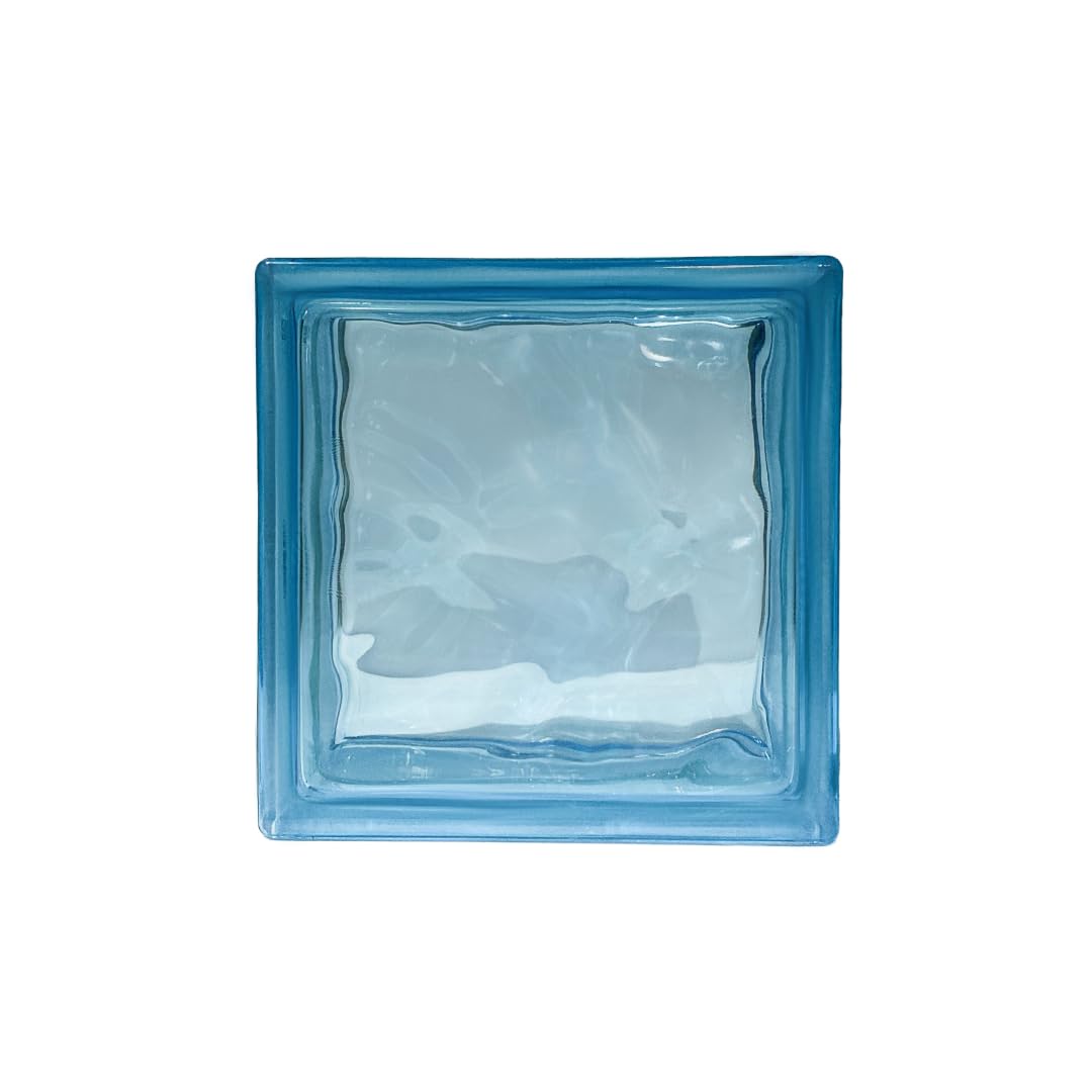 Bloque de vidrio Pavés Smart Ondulado Coloreado en la masa Light Blue | Dimensión 190x190x80 mm | Euro/pza. 5,80 |Unidad de venta: una caja de 6 pzas.