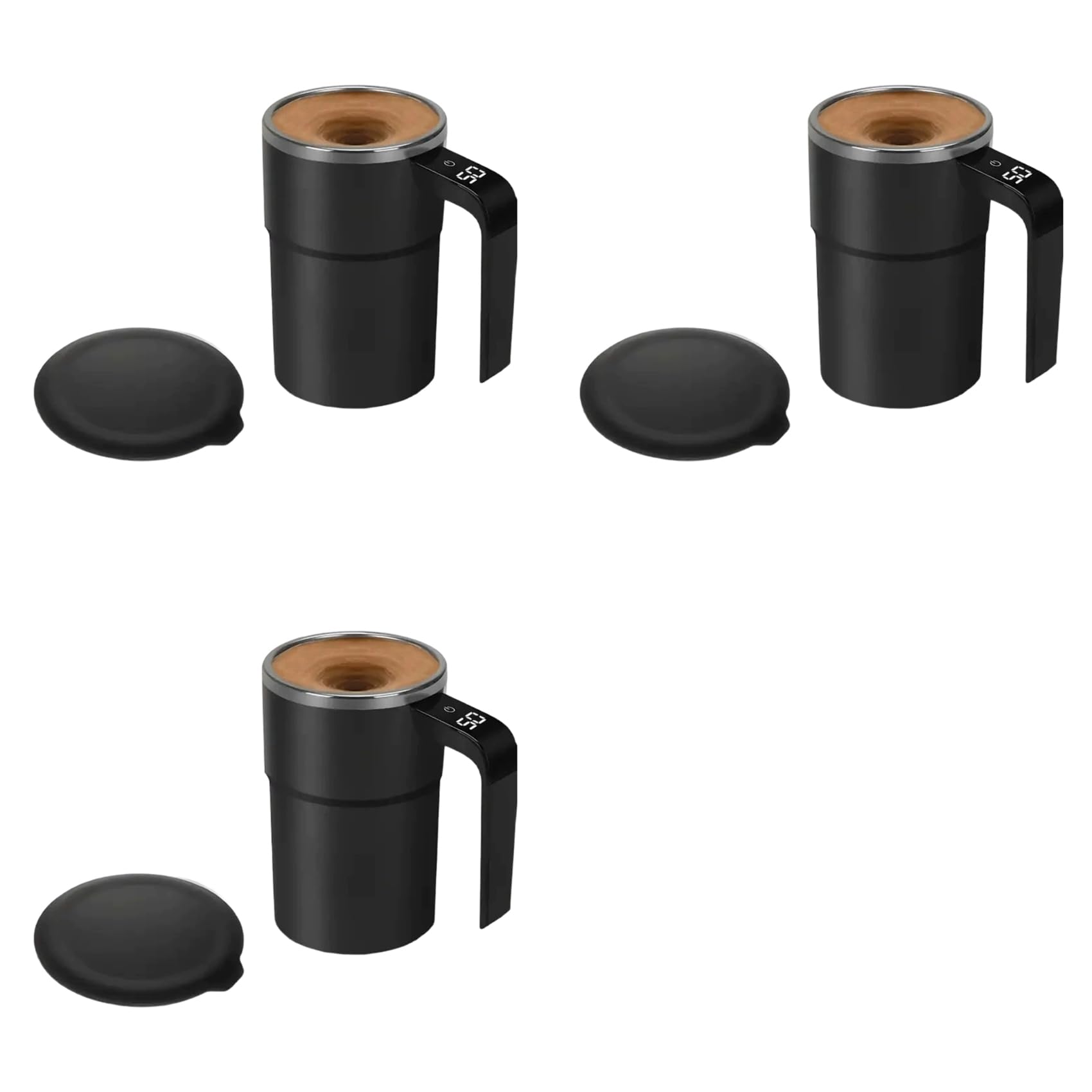 Aundhegrtt 3X Electric Magnetic Self Stirring Mug with Lid Automatic Stirring Cup with Digital Display Self-Mixing Mug