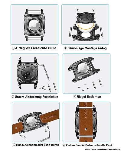 ONEONTA Airtag Hülle Wasserdicht für Hunde - Hundehalsband Mit Halterung - Hundeanhänger - Abnehmbar, 2.7CM Breite