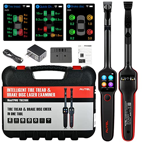 Autel MaxiTPMS TBE200(With Extra Screen Wiper) Tire Tread Depth & Brake Disc Wear 2in1Tester with Dual Camera Real-time Data No Need to Remove Wheel During Testing Better Performance with ITS600