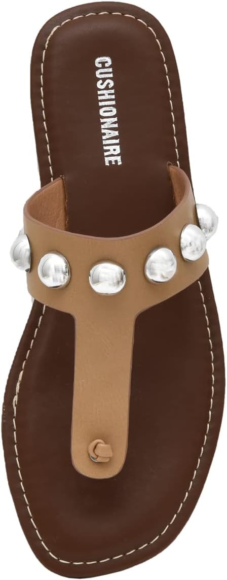 CUSHIONAIRE Women's Cindy thong stud sandal +Comfort Foam
