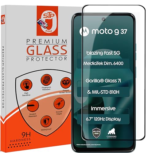 Image of STP FEEL Premium Tempered Glass Screen Protector Guard Compatible For Motorola G37 5G / Motorola G37 Power 5G (6.67 Inch, Pack of 1) | Edge to Edge Coverage With Easy to installation kit