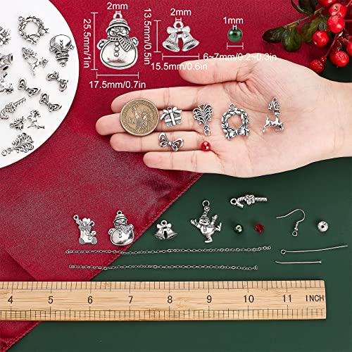 SUNNYCLUE 1 Box DIY 10 works Christmas Charms Snowman Charms Earring Making kit Candy Cane for jewellery Making Reindeer Wreath Gift Box Jingle Bell Christmas Tree Pendants Instruction - Image 3