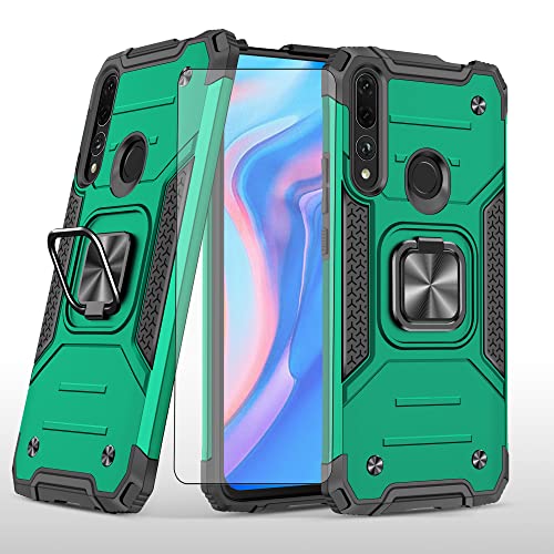 Asuwish Phone Case for Huawei Y9 Prime 2019/Honor 9X/P Smart Z with Tempered Glass Screen Protector Cover and Ring Holder Stand Hybrid Protective Cell Accessories Hawaii Enjoy 10 Plus Women Men Green