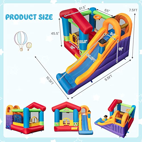 OLAKIDS Inflatable Bounce House, Kids Jumping Castle with Slide, Basketball Rim, Climbing Wall, Indoor Outdoor Inflatable Obstacle Course with 680W Blower 50PCS Ocean Balls Carry Bag Repair Patches - Image 4