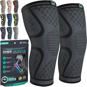 Modvel Compression Knee Brace for Women & Men, 2-Pack Knee Brace for Running Knee Pain, Knee Support Compression Sleeve, Workout Sports Knee Braces for Meniscus Tear, ACL & Arthritis Pain Relief