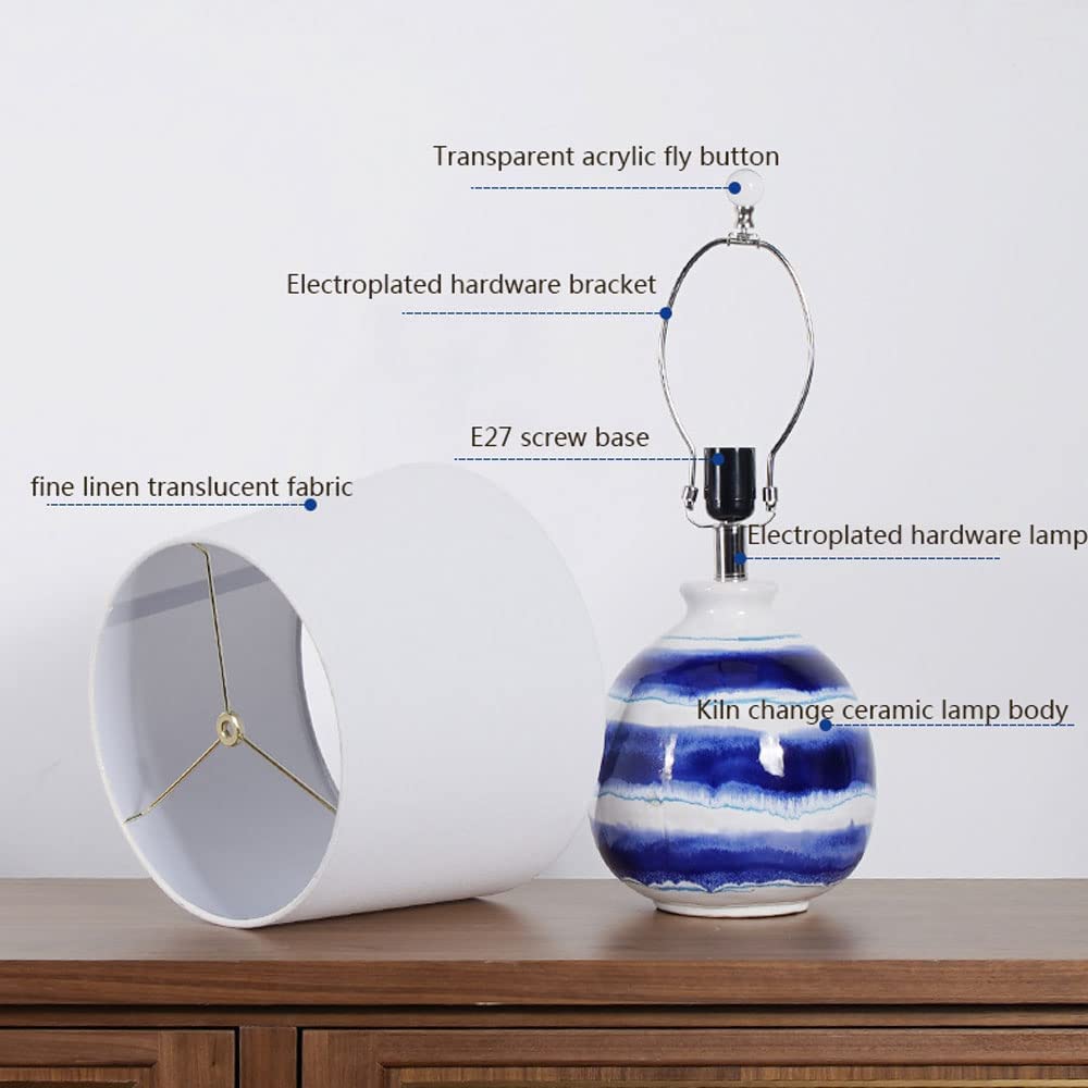 Lampada da Comodino Tradizionale in Ceramica da Comodino, scrivania, lampade da Ufficio, Lampada da Tavolo per Soggiorno (dimmer Colore)
