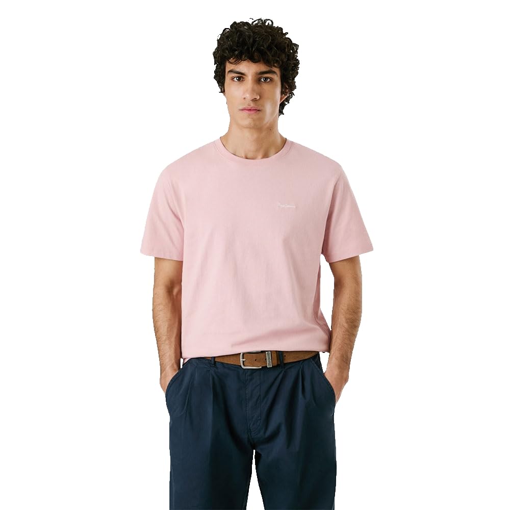 Pepe Jeans Men's Contrast Connor T-Shirt, Pink(ASH Rose Pink), XXL