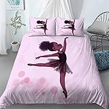 Shaosai Glitter Pink Black Girl Ballerina Kids Bedding Sets for Girls, Cute Ballet Princess Dancer...