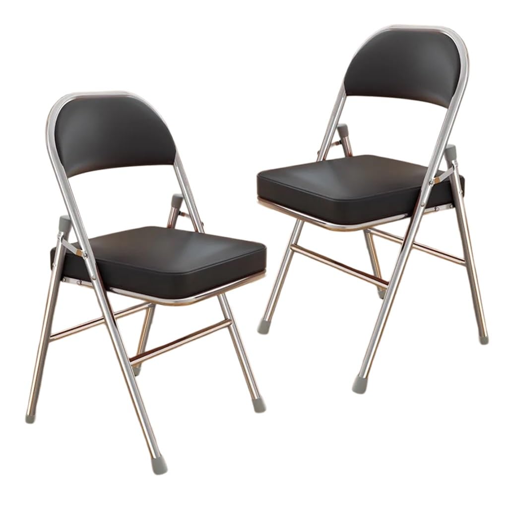 Sillas plegables portátiles, asiento y respaldo acolchados, diseño apilable para uso en interiores y exteriores, marco de metal duradero, cómoda construcción tapizada