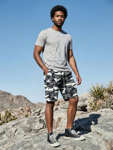 Image of JMIERR Mens Casual Cotton Twill Cargo Shorts Drawstring Classic Chino Stretch Short with 6 Pockets
