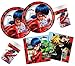 Produktbild Procos 10133993 - Partyset Miraculous, 52-teiliges Set, 16 Teller, 16 Becher und 20 Servietten, Lady Bug, Cat Noir, Einweggeschirr, Dekoration