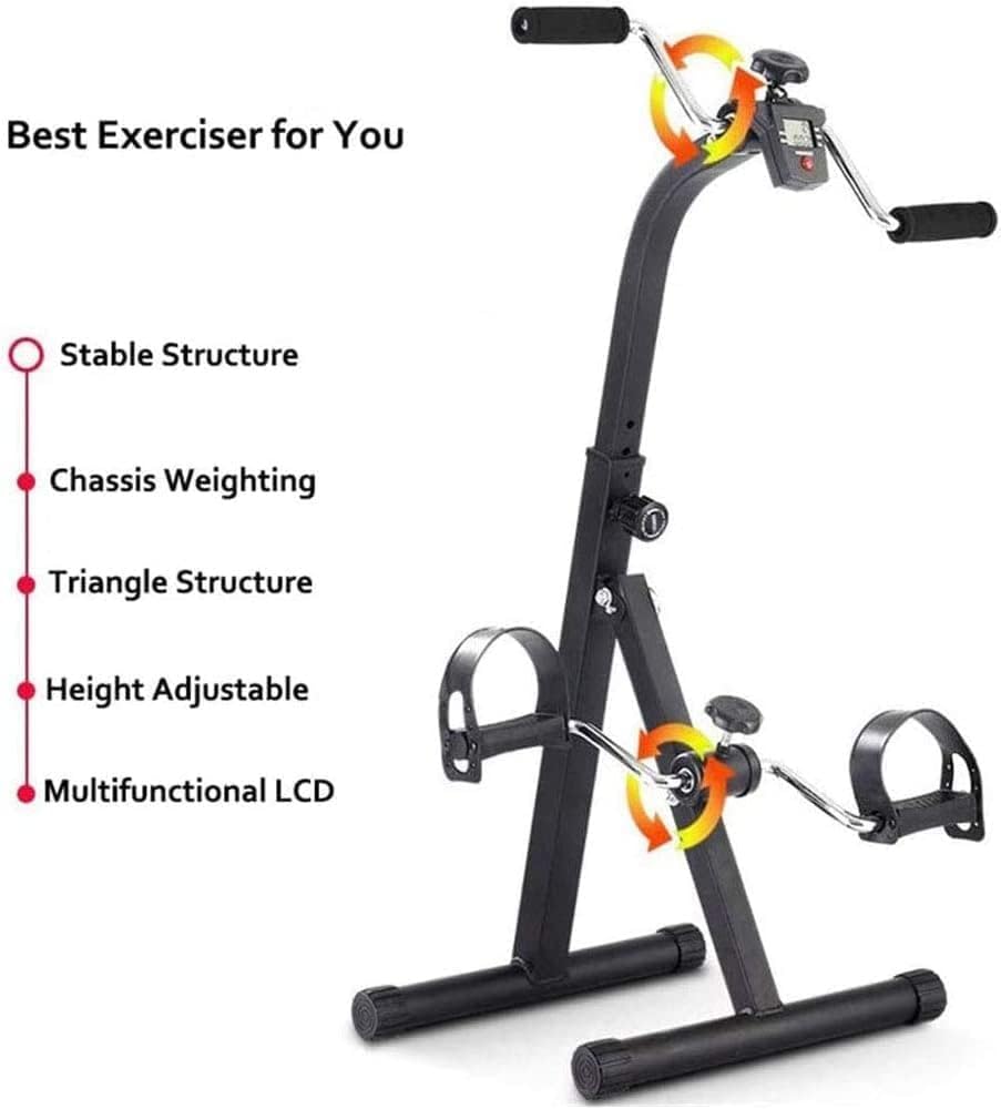 Pedaliera pieghevole per anziani, bicicletta riabilitativa con monitor LCD, attrezzatura fitness per palestre domestiche, cyclette per esercizi di riabilitazione degli arti superiori e inferiori