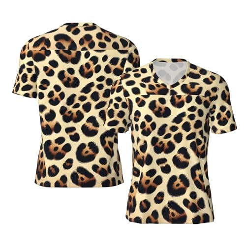 Stylish Athletic Sports Jersey Leopard-Print-Natural-Hunting Men's Rugby Jersey Xx-Large