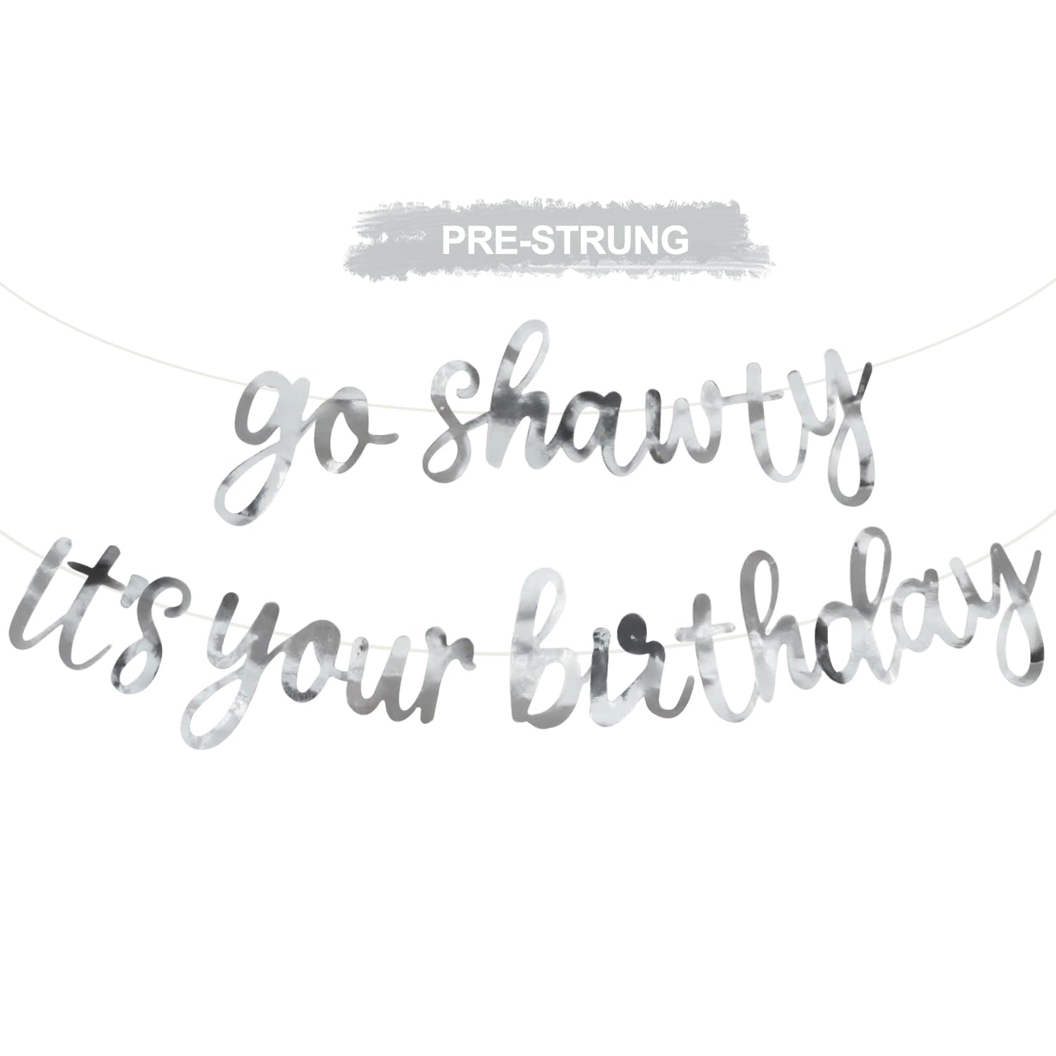 Glitter Birthday Banner - Pre-Strung & Easy Decor -7