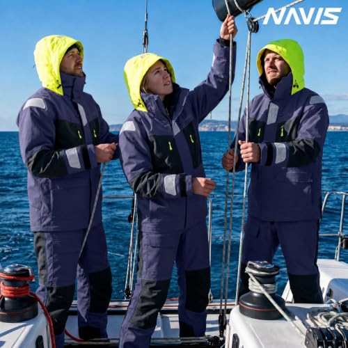 Image of Men's PRO Offshore Sailing Suit, Waterproof Jacket & Bib Pants | 3-Layer Fabric, Hi-Vis Hood, Reinforced Hips And Knees, Adjustable Suspenders, Reflective Safety Details