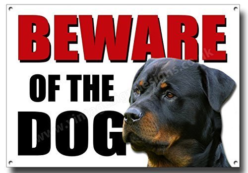 Beware of the Dog Rottweiler quality metal sign