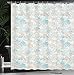 Ambesonne Nautical Shower Curtain, Pastel Toned Sea Shell Starfish Mollusk Seahorse Coral Reef Motif Design, Cloth Fabric Bathroom Decor Set with Hooks, 69